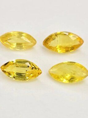 0.71 ct Natural Yellow Sapphire Set (4 pcs) — Marquise Cut | 5 × 2.5 mm